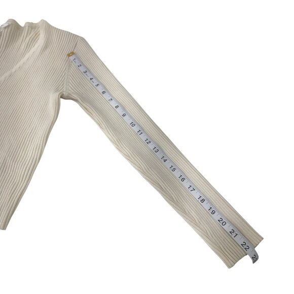 No Boundaries Womens Cream Ribbed Knit Cardigan Sweater SZ XL Tie Front Stretch - Picture 6 of 9